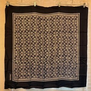 Women's Signature Print Silk Square Scarf navy and white